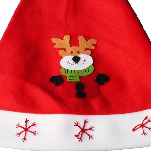 Czerwona Czapka Mikołaja z Figurką Renifera - Wysokiej Jakości Materiał