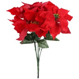Czerwony Bukiet 5 Sztucznych Poinsecji Welurowych o Wysokości 56 cm - Dekoracja Bożonarodzeniowa