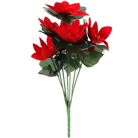 Czerwony Bukiet 7 Sztucznych Poinsecji Welurowych 32cm - Dekoracja Świąteczna