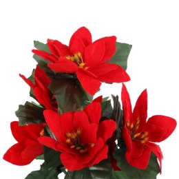 Czerwony Bukiet 7 Sztucznych Poinsecji Welurowych 32cm - Dekoracja Świąteczna