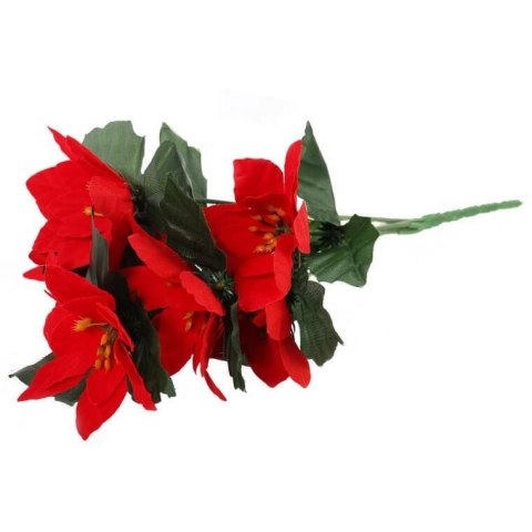 Czerwony Bukiet 7 Sztucznych Poinsecji Welurowych 32cm - Dekoracja Świąteczna