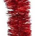 Czerwony łańcuch choinkowy Goliat, z metalizowanej folii, 10cm szerokości, 3m długości
