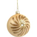 Elegancka Bombka Świąteczna Ze Szklana Z Brokatowym Dekorem Koloru Kremowego - 8 cm