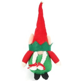 Figurka Bożonarodzeniowego Skrzata z Warkoczami i Dzwoneczkiem 25 cm Zielono-Czerwona