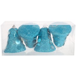 KPL.4 BOMBEK PLASTIKOWYCH DZWONY 8 CM TURKUSOWE