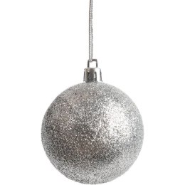 KPL.6 BOMBEK PLASTIKOWYCH BROKATOWYCH 6 CM SREBRNE