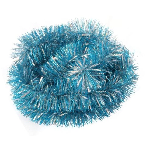 Łańcuch choinkowy metalizowany fi 7 cm w kolorze srebrno-turkusowym, mix grubości, 2 m długości