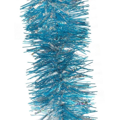 Łańcuch choinkowy metalizowany fi 7 cm w kolorze srebrno-turkusowym, mix grubości, 2 m długości