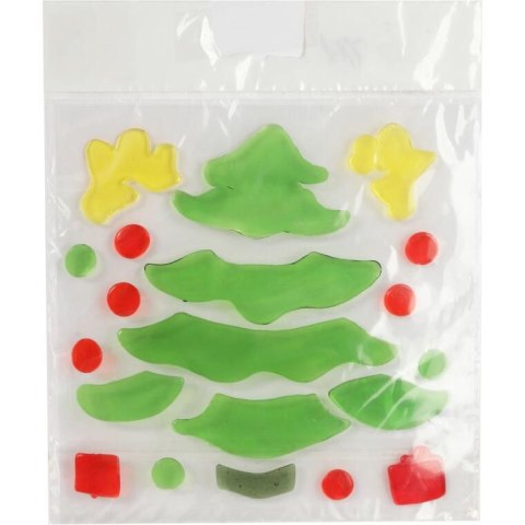 NAKLEJKI ŻELOWE SAMOPRZYLEPNE NA OKNO Z CHOINKĄ 20 CM