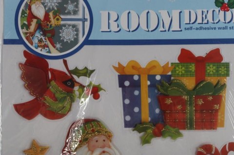 Naklejki Świąteczne Samoprzylepne - Mikołaj z Prezentami 50cm - Bezpieczne dla Dzieci, Do Dekoracji Okien i Mebli