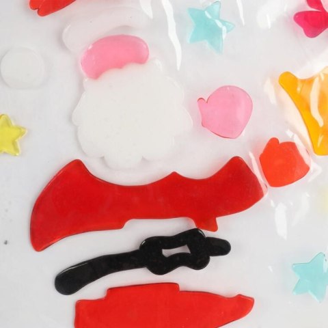 Naklejki Świąteczne Żelowe Mikołaj 20cm - Samoprzylepne, Bezklejowe, Bezpieczne dla Dzieci, do Okien i Mebli