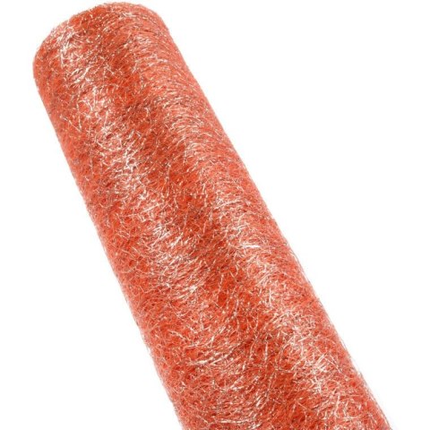 Organza Brokatowa na Dekoracje i Kompozycje Kwiatowe, Pomarańczowa, 50 cm x 10 m