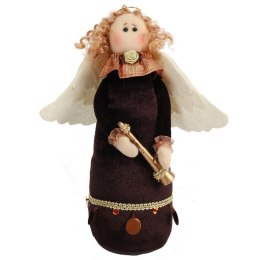 Ozdoba bożonarodzeniowa ANIOŁEK AKSAMITNY 27 cm BRĄZOWY