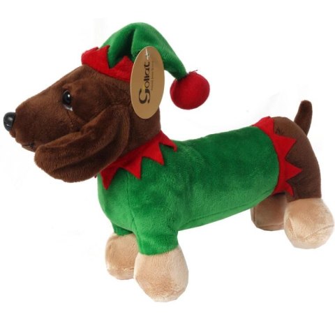 Ozdoba bożonarodzeniowa świąteczny PIESEK 30 cm brązowy