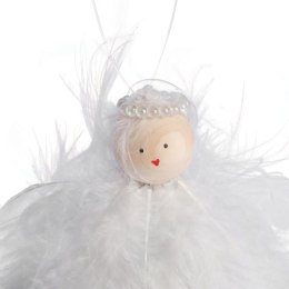Ozdoba bożonarodzeniowa zawieszka ANIOLEK Z PIÓRKAMI 10 cm BIAŁY