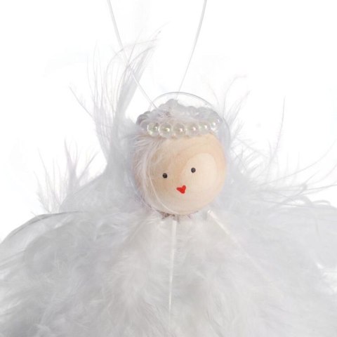 Ozdoba bożonarodzeniowa zawieszka ANIOLEK Z PIÓRKAMI 10 cm BIAŁY