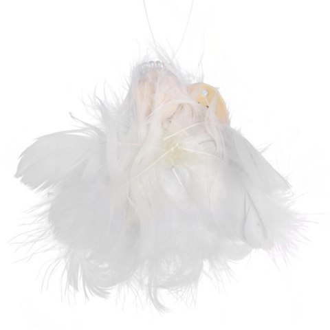 Ozdoba bożonarodzeniowa zawieszka ANIOLEK Z PIÓRKAMI 10 cm BIAŁY