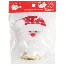 Ozdoba bożonarodzeniowa zawieszka MIKOŁAJ Z DZWONECZKIEM 9 cm BIAŁY