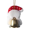 Ozdoba bożonarodzeniowa zawieszka MIKOŁAJ Z DZWONECZKIEM 9 cm BIAŁY