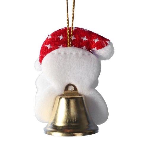 Ozdoba bożonarodzeniowa zawieszka MIKOŁAJ Z DZWONECZKIEM 9 cm BIAŁY