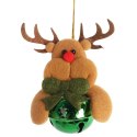 Ozdoba bożonarodzeniowa zawieszka RENIFER Z DZWONECZKIEM 9 cm BRĄZOWY