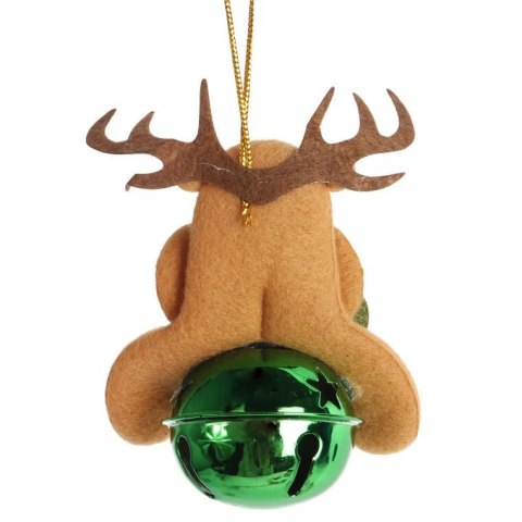 Ozdoba bożonarodzeniowa zawieszka RENIFER Z DZWONECZKIEM 9 cm BRĄZOWY