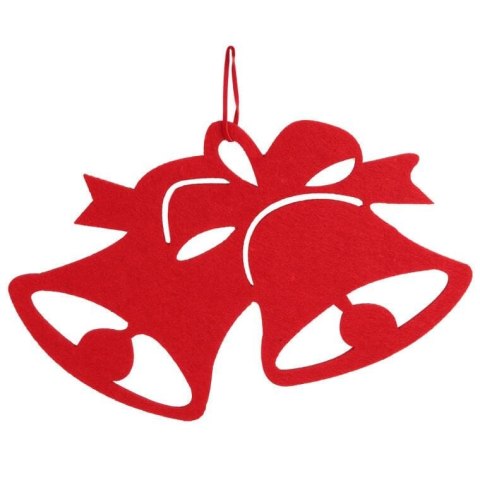 Ozdoba bożonarodzeniowa zawieszka filcowa DZWONY 30 cm CZERWONA
