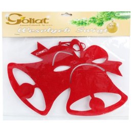 Ozdoba bożonarodzeniowa zawieszka filcowa DZWONY 30 cm CZERWONA