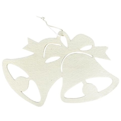 Ozdoba bożonarodzeniowa zawieszka filcowa DZWONY 30 cm KREMOWA