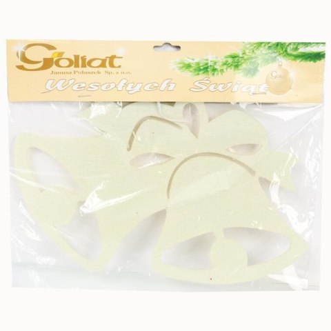 Ozdoba bożonarodzeniowa zawieszka filcowa DZWONY 30 cm KREMOWA