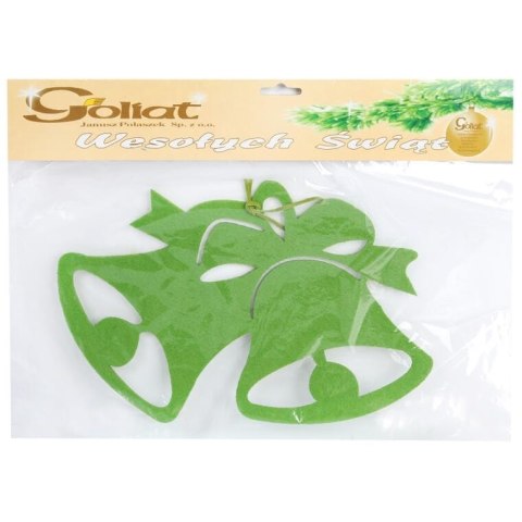 Ozdoba bożonarodzeniowa zawieszka filcowa DZWONY 30 cm ZIELONA