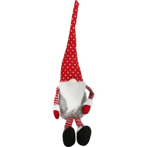 Pluszowy Siedzący Skrzat ze Zwisającymi Nogami 50 cm - Kolor Szary