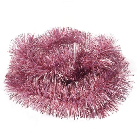 Różowy łańcuch choinkowy z folii metalizowanej, średnica 7 cm, długość 2 m