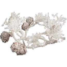 STROIK ŚWIĄTECZNY NA ŚWIECZKĘ Z BIAŁYMI BROKATOWYMI SZYSZKAMI 15 CM