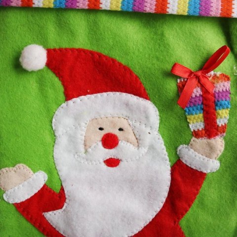 Skarpeta na prezenty dekorowana ZIELONA