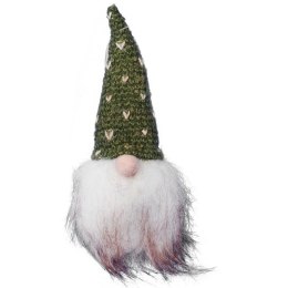 Skrzat Bożonarodzeniowy z Zieloną Czapą i Brodą - Dekoracja Świąteczna 20 cm