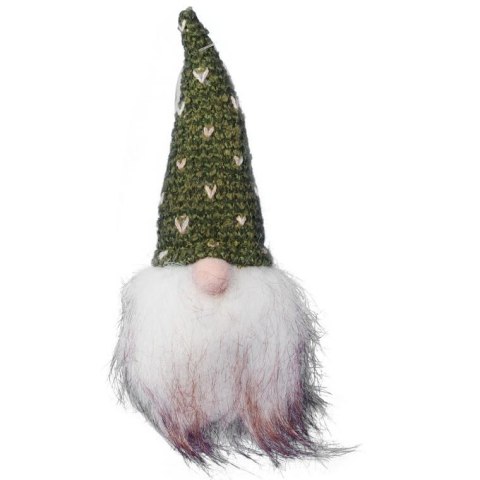 Skrzat Bożonarodzeniowy z Zieloną Czapą i Brodą - Dekoracja Świąteczna 20 cm