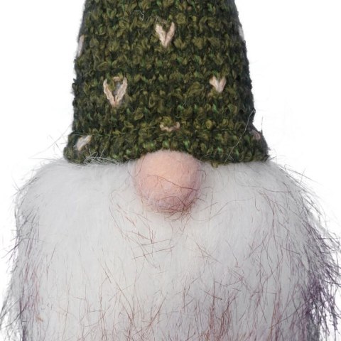 Skrzat Bożonarodzeniowy z Zieloną Czapą i Brodą - Dekoracja Świąteczna 20 cm