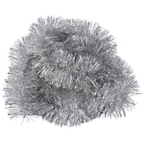 Srebrny Łańcuch Choinkowy z Folii Metalizowanej, fi 7 cm, 2 m - GOLIAT PIŁA POLSKA