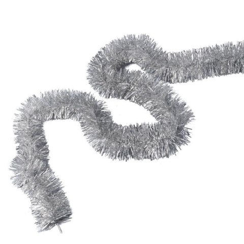 Srebrny Łańcuch Choinkowy z Folii Metalizowanej, fi 7 cm, 2 m - GOLIAT PIŁA POLSKA