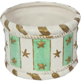 Świąteczna osłonka z ceramiki TURKUSOWA GWIAZDKI 8 cm