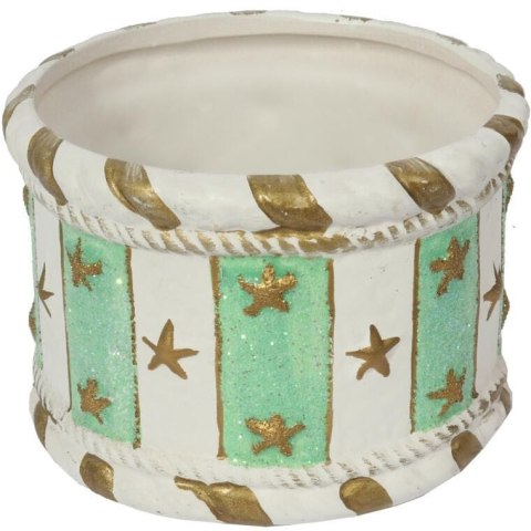 Świąteczna osłonka z ceramiki TURKUSOWA GWIAZDKI 8 cm