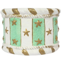 Świąteczna osłonka z ceramiki TURKUSOWA GWIAZDKI 8 cm