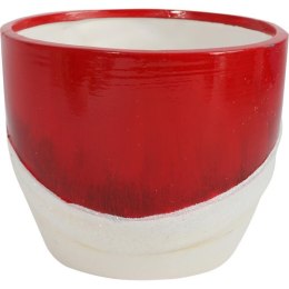 Świąteczna osłonka z ceramiki czerwona z MIKOŁAJEM 15 cm