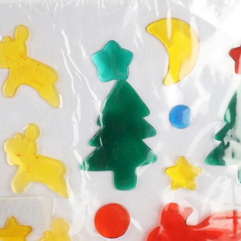 Świąteczne Naklejki Żelowe na Okna z Choinkami 20 cm - Samoprzylepne i Bezpieczne dla Dzieci