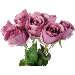 Sztuczne Róże w Bukiecie - 9 Sztuk, Kolor Fioletowy, Wysokość 45 cm