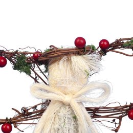 Uśmiechnięty Anioł Świąteczny z Jarzębiny i Sizalu 22 cm