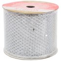 Wstążka dekoracyjna 10 m na szpuli srebrna