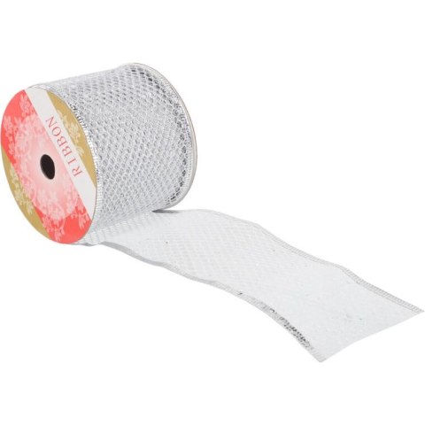 Wstążka dekoracyjna 10 m na szpuli srebrna