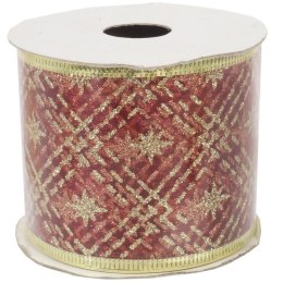 Wstążka dekoracyjna 6.5 cm na szpuli bordowa